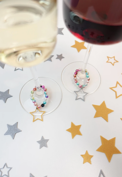 Set of Stars Bead Wine Glass Charms