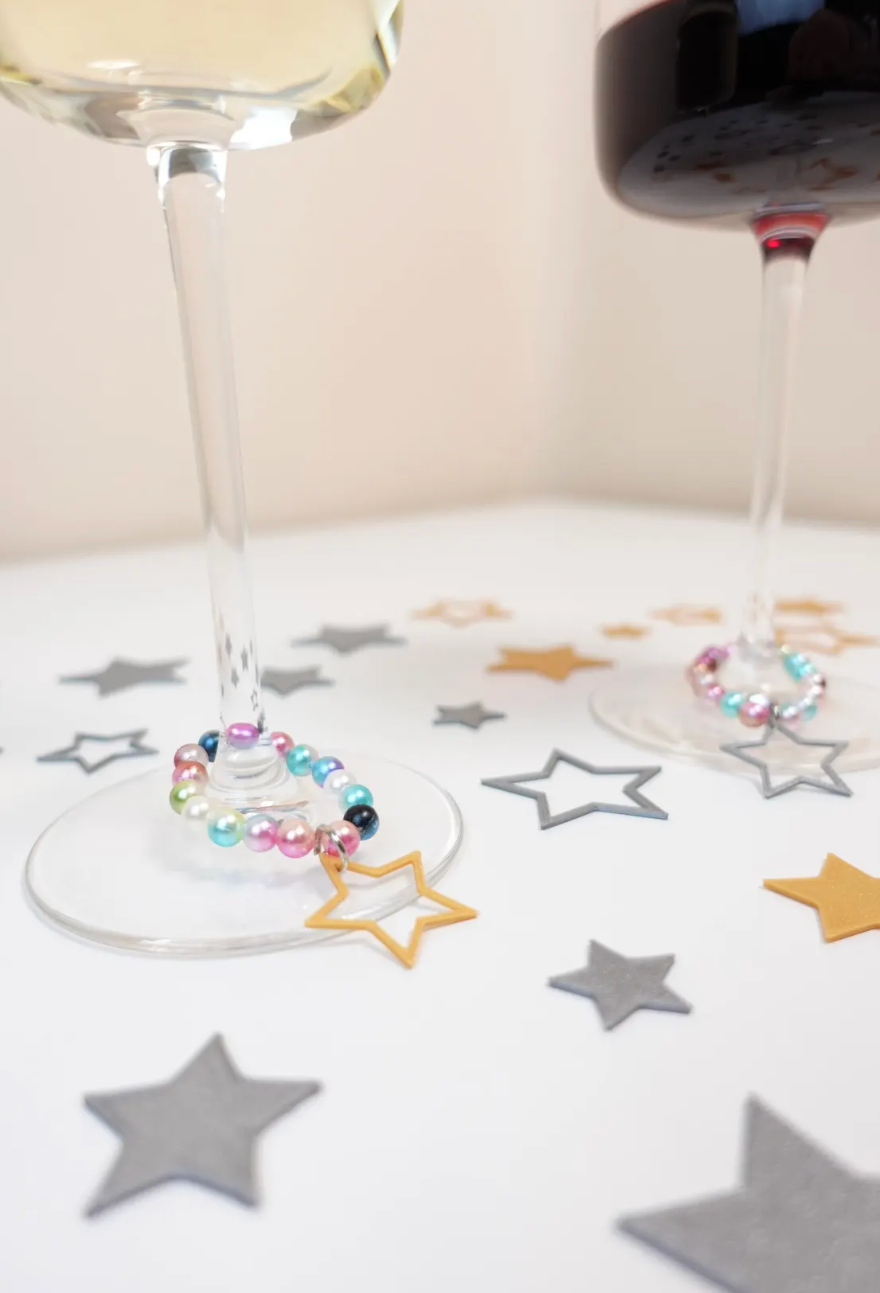 Set of Stars Bead Wine Glass Charms