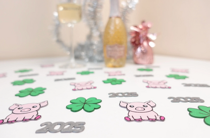 New Year 2025 Confetti Set – Lucky Pig, Clover and 2025 Shapes