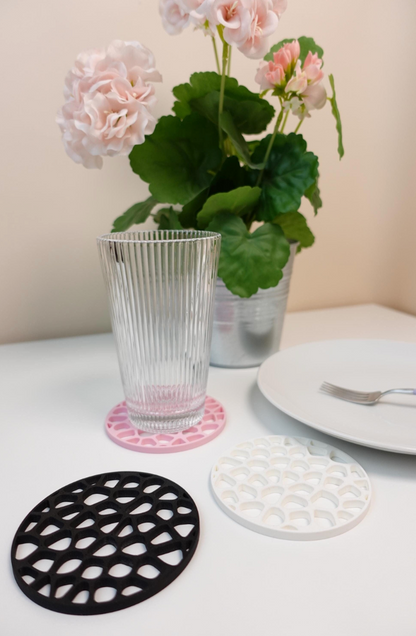 Set of 4 Drink Coasters - Voronoi Pattern