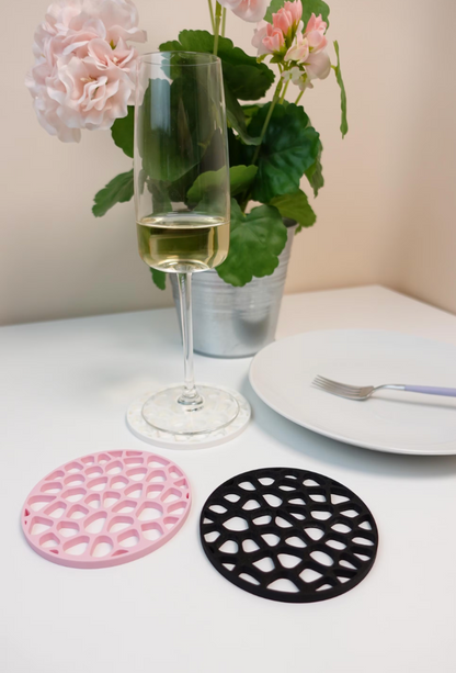 Set of 4 Drink Coasters - Voronoi Pattern