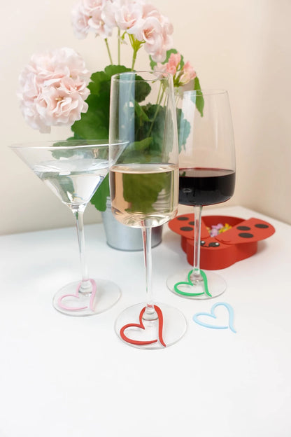 Set of Heart Wine Glass Charms