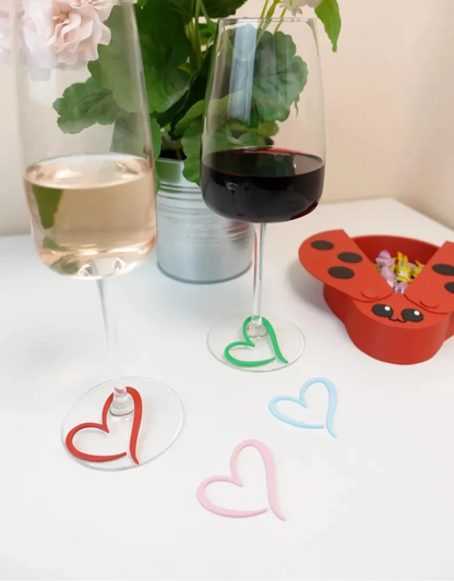 Set of Heart Wine Glass Charms